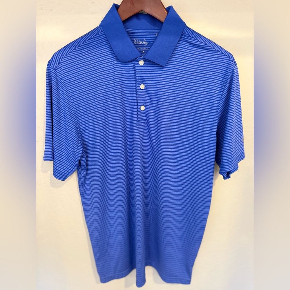 Walter Hagen Blue Striped golf Polo Shirt M